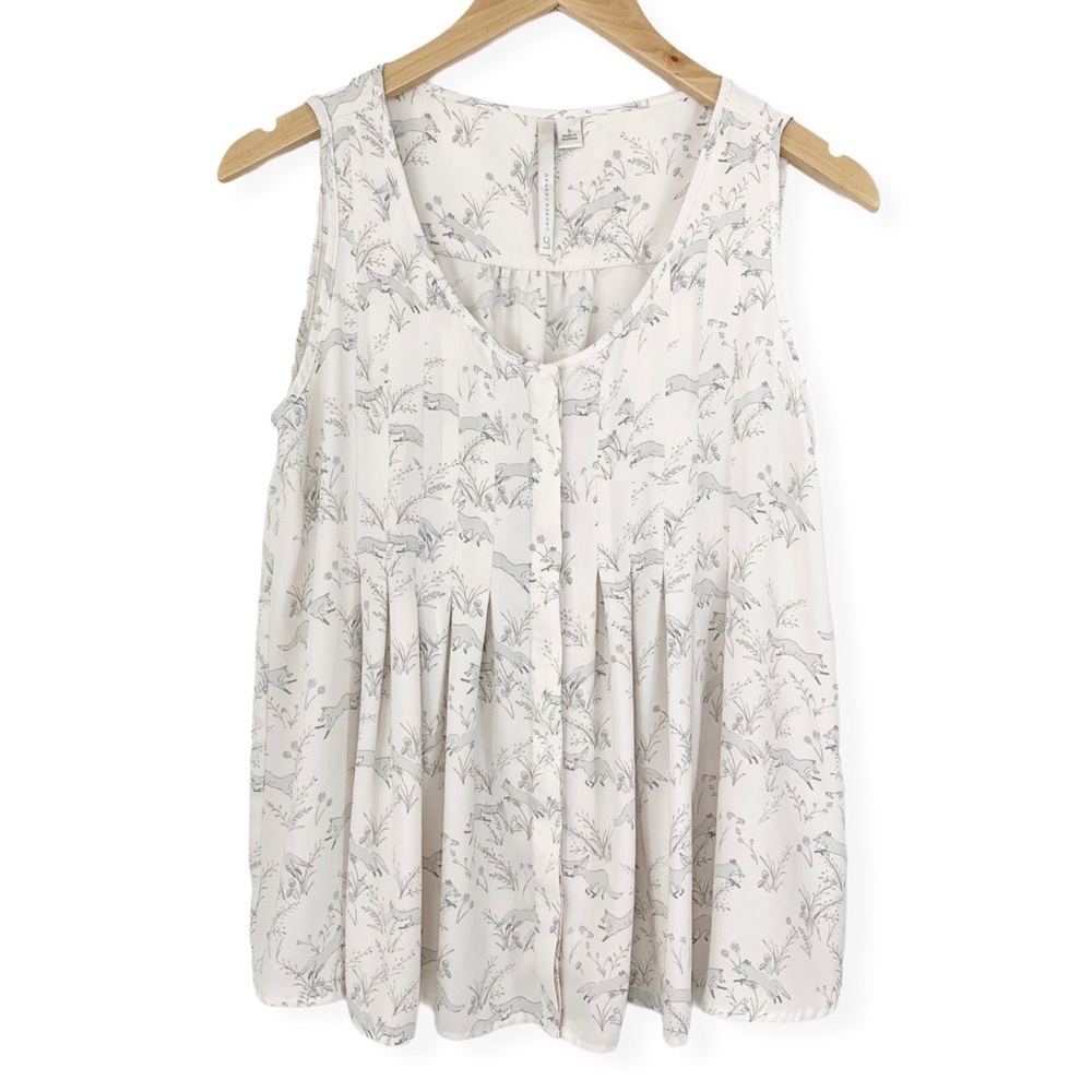 LC Lauren Conrad Fox Print Sleeveless Blouse - Picture 7 of 12